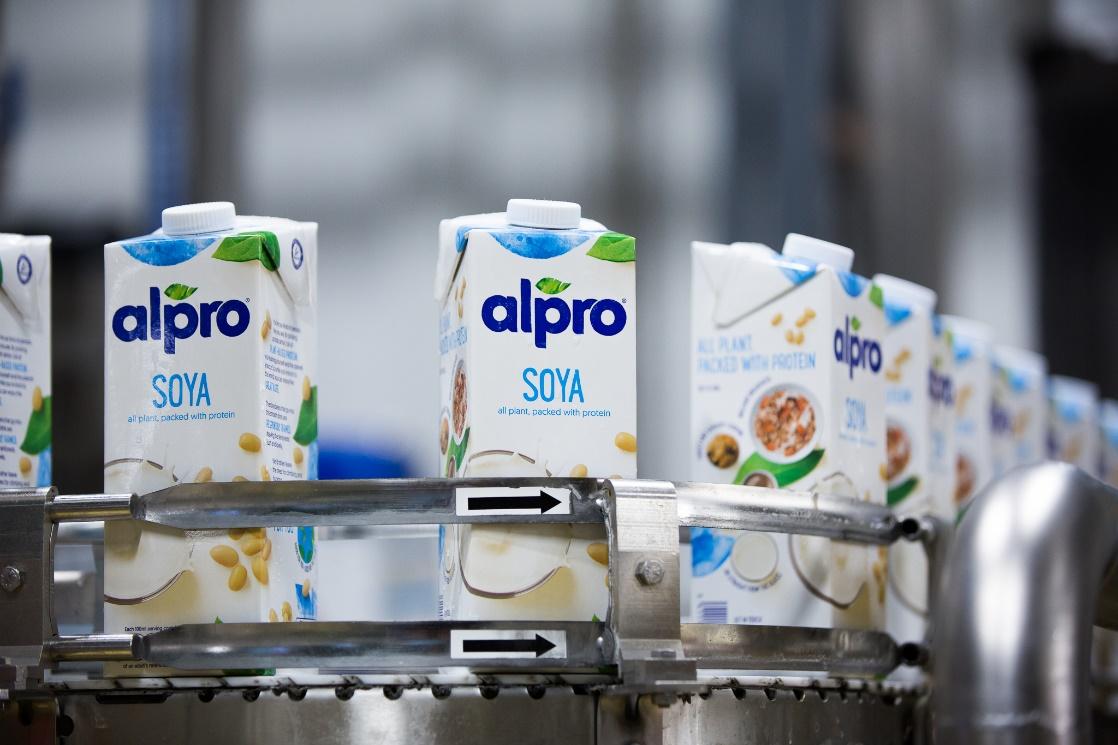 soy milk packs by Alpro