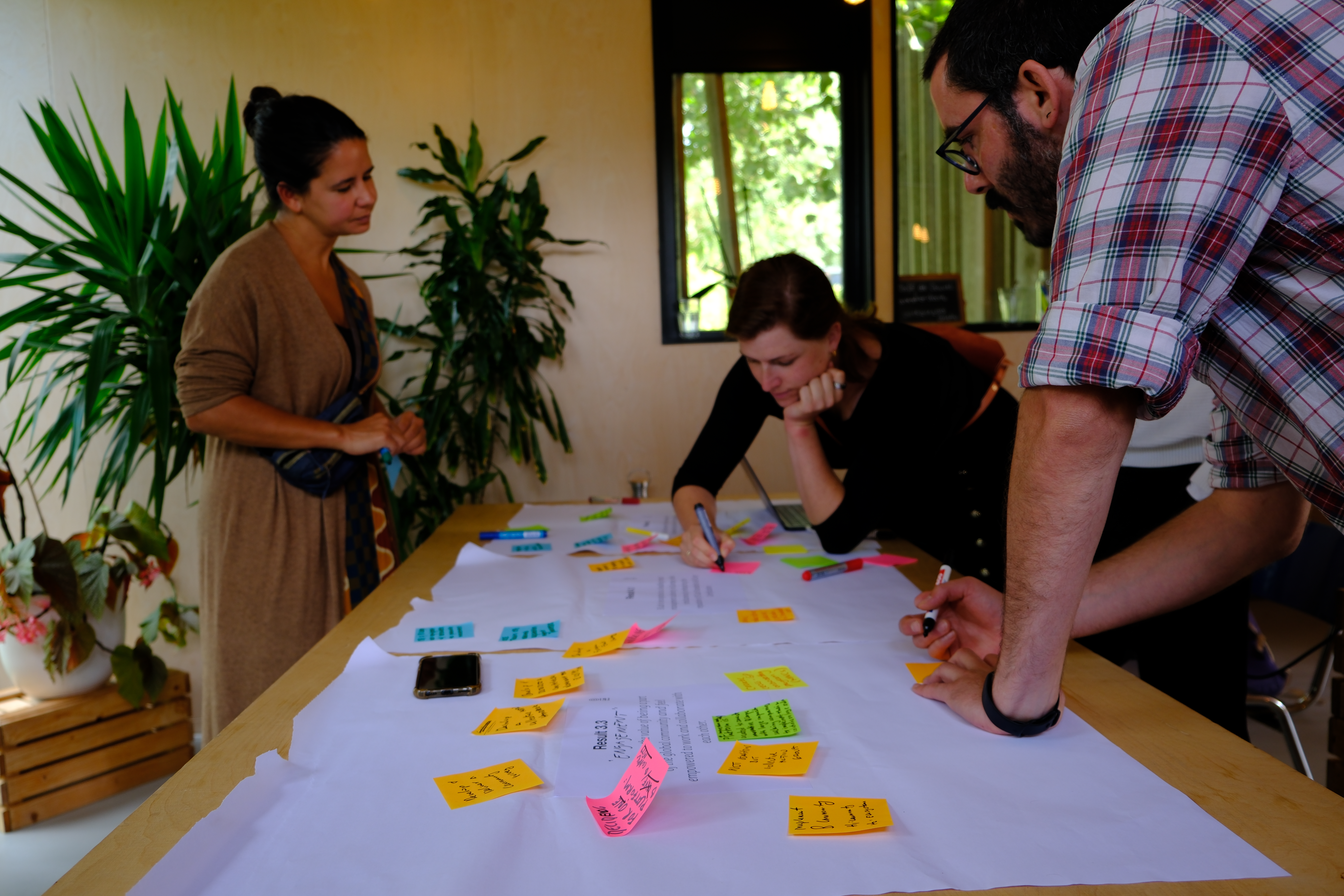 The team of B Lab Europe brainstorming with post-its to develop a new Strategy