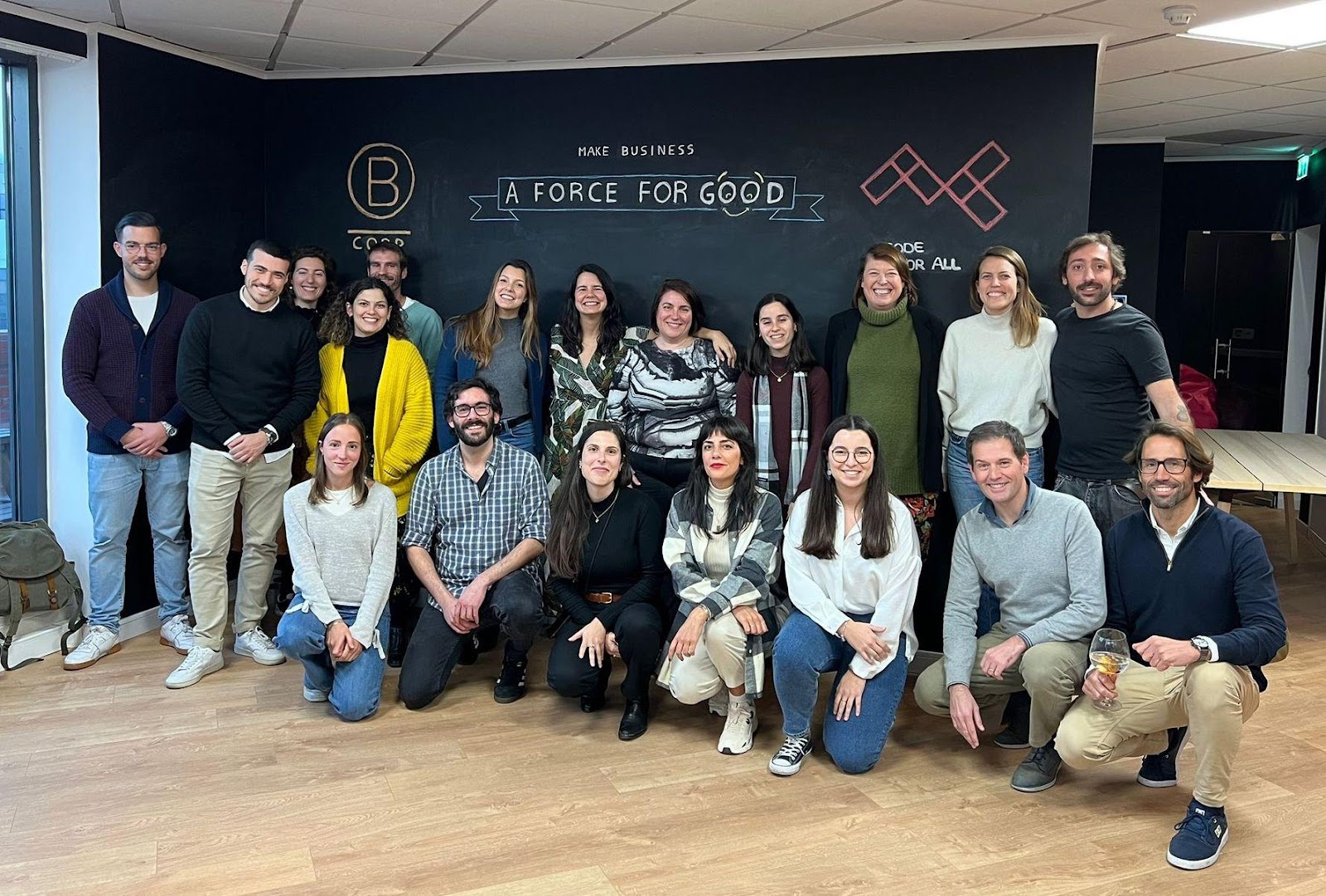 A group of people who are all part of the B Corp movement in Portugal